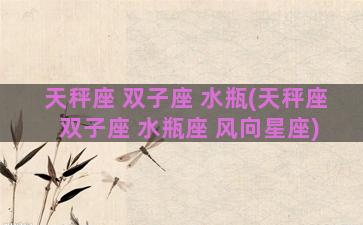 天秤座 双子座 水瓶(天秤座 双子座 水瓶座 风向星座)
